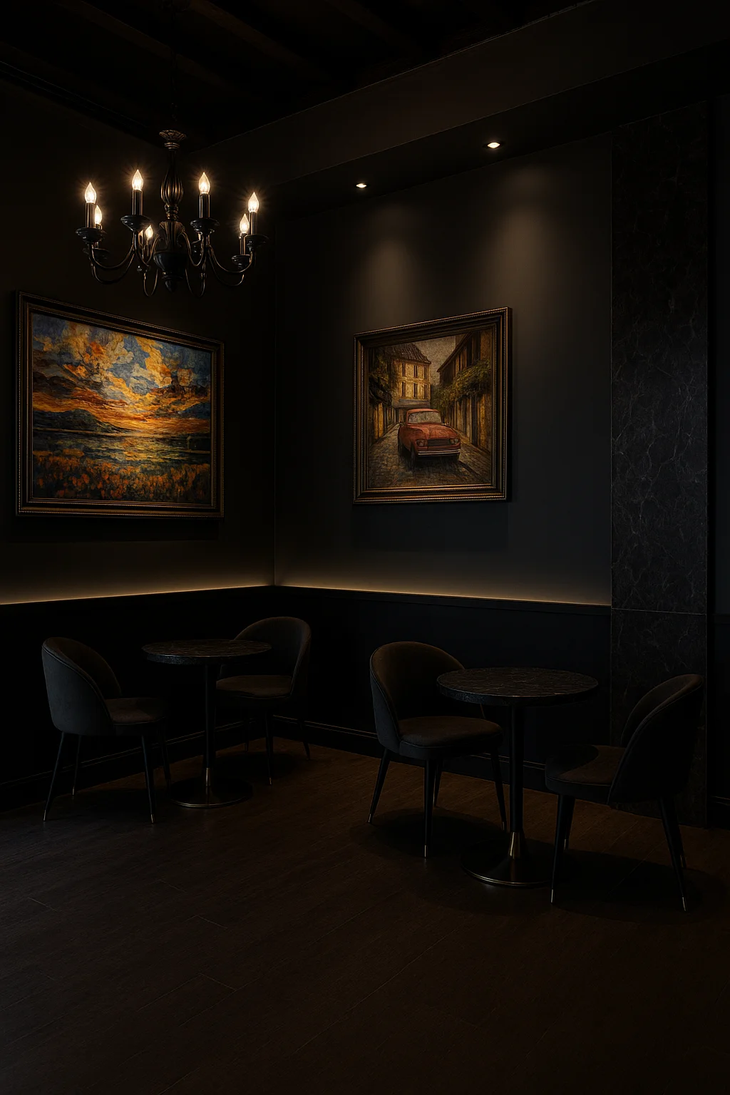 Mayo Street bar lounge in dark timber and brass