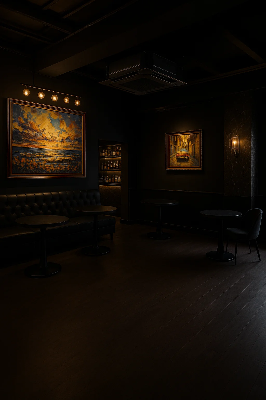 Mayo Street bar interior with feature lighting