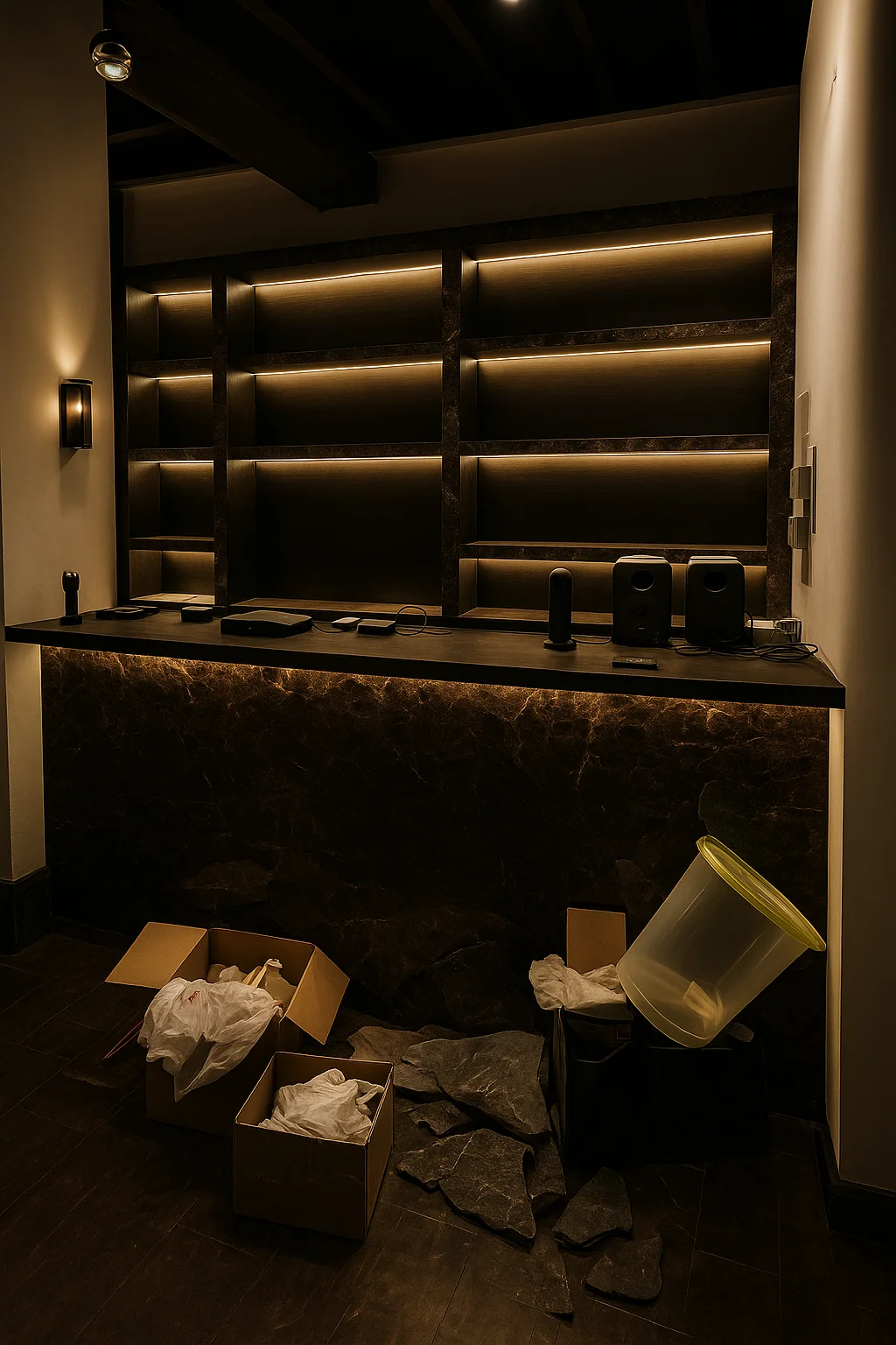 Renobros bar entry with timber slat wall